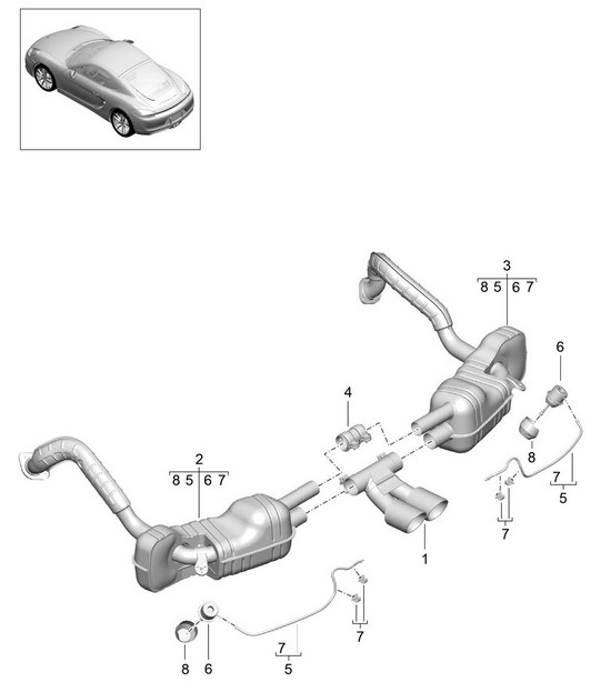Sports exhaust system (PR:XLF) 981C Cayman / Cayman S 2014-16