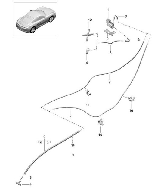 Diagram 202-015 Porsche 997 (911) MK1 2005-2008 Sistema di alimentazione, sistema di scarico