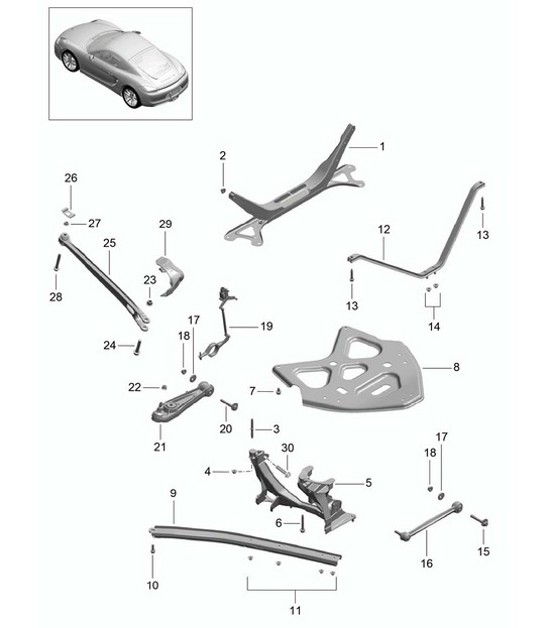 Diagram 501-001 Porsche Cayman 718C (982C) 2017>> Rear Axle