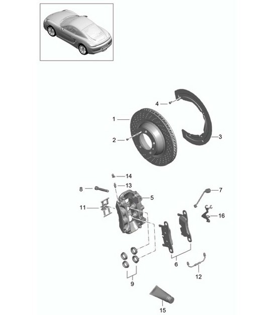 Diagram 603-000 Porsche Boxster 986/987/981（1997 年 - 2016 年） 车轮、制动器