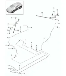 Brake lines / Underbody - center rear -  981C Cayman / Cayman S 2014-16