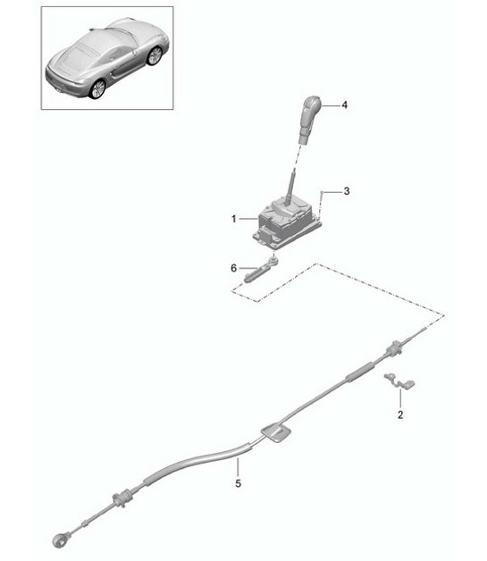 Diagram 701-001 Porsche 997 (911) MK1 2005-2008 Hand Lever System, Pedal Cluster 