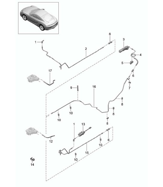 Clutch actuation / Clutch master cylinder / Clutch slave cylinder / Lines 981C Cayman / Cayman S 2014-16