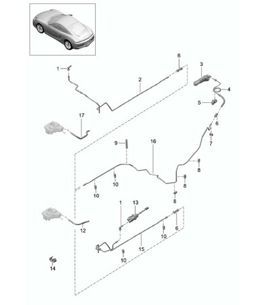 Diagram 702-008 Porsche Macan (95B) MK1 (2014-2018) Système de levier manuel, groupe de pédales 