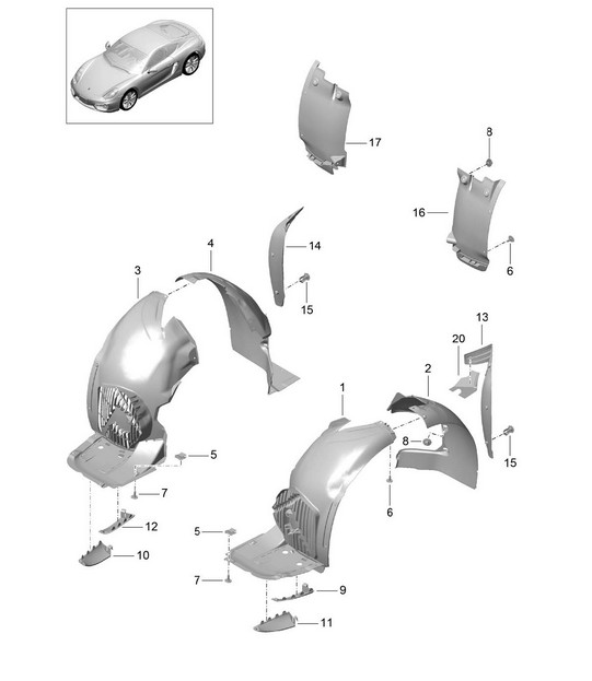 Linings / Wheel housing  981C Cayman / Cayman S 2014-16