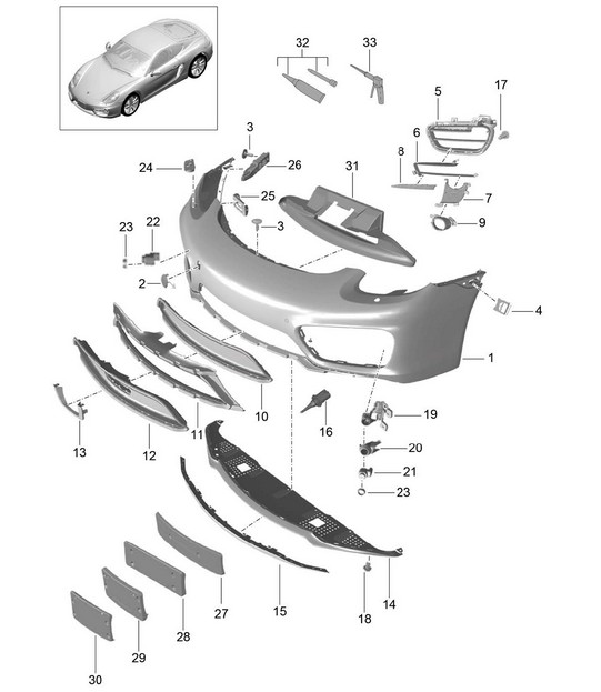 Front bumper (PR:-011,-XAT)  981C Cayman / Cayman S 2014-16