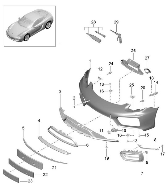 Front bumper (PR:XAT, Sport Design package) 981C Cayman / Cayman S 2014-16