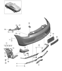 Rear bumper (PR:-XAT,-011) 981C Cayman / Cayman S 2014-16