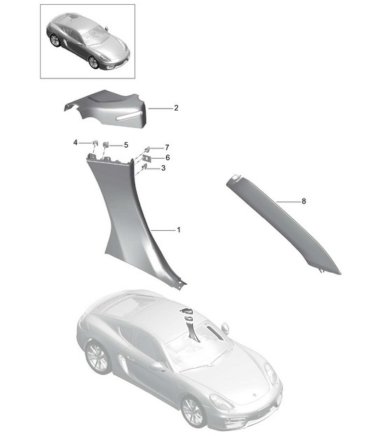 Side panel trim /  A-pillar / B-pillar  981C Cayman 2014-16