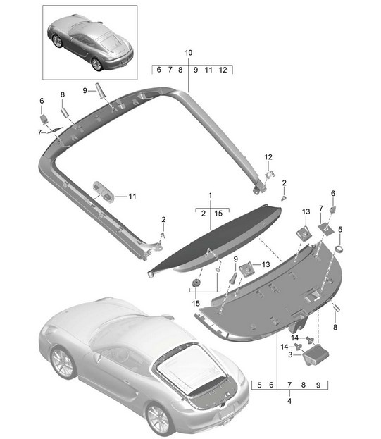 Trim / Rear lid 981C Cayman / Cayman S 2014-16