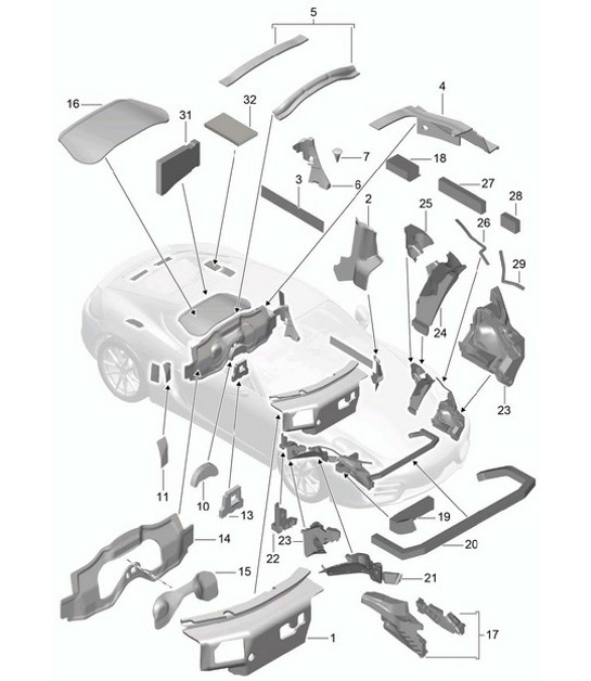 Diagram 807-080 Porsche Cayman GTS 718 4.0L Manual (400 CV) Carrocería