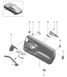 Door panel / Accessories / Trim / mahagoni (PR:XWB,981, -788)  981C Cayman / Cayman S 2014-16