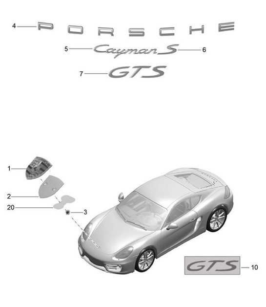 Diagram 810-000 Porsche Cayman S 718 2.5L Manual (350Bhp) Body