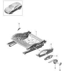 Seat frame / sports seat / Accessories 981C Cayman / Cayman S 2014-16