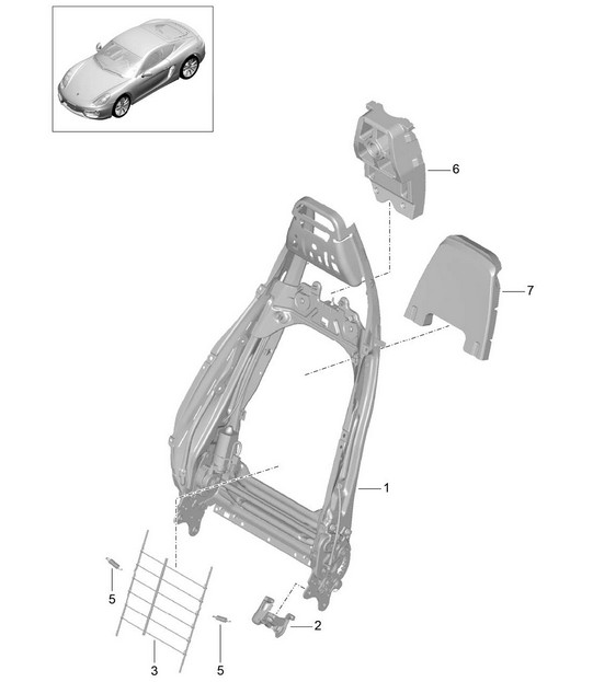 Backrest frame / Sports seat Plus / Accessories  981C Cayman / Cayman S 2014-16