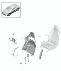 Bucket seat / Collapsible / Seat frame / Accessories 981C Cayman / Cayman S 2014-16