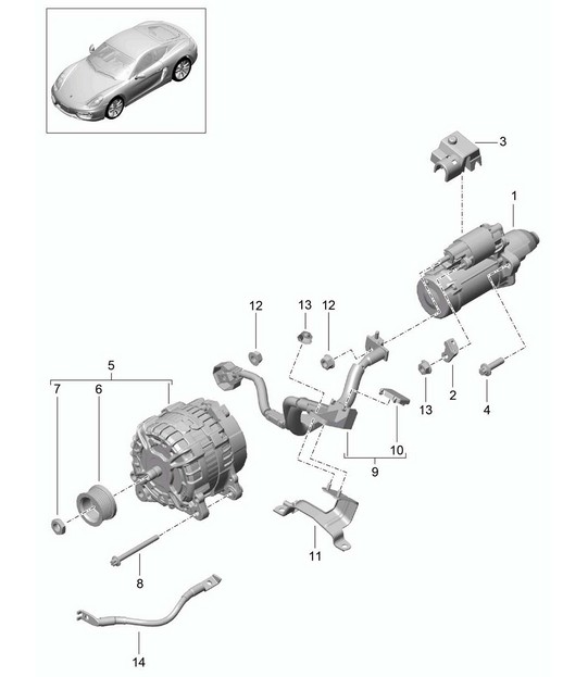 Starter / Alternator / Ground cable 981C Cayman / Cayman S 2014-16