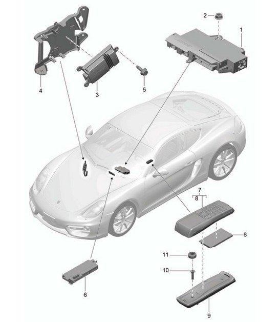 Diagram 911-010 Porsche Macan (95B) MK1 (2014-2018) Electrical equipment