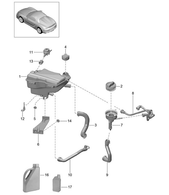 Water cooling / Water reservoir / Oil inlet 981.SP Boxster Spyder 2016