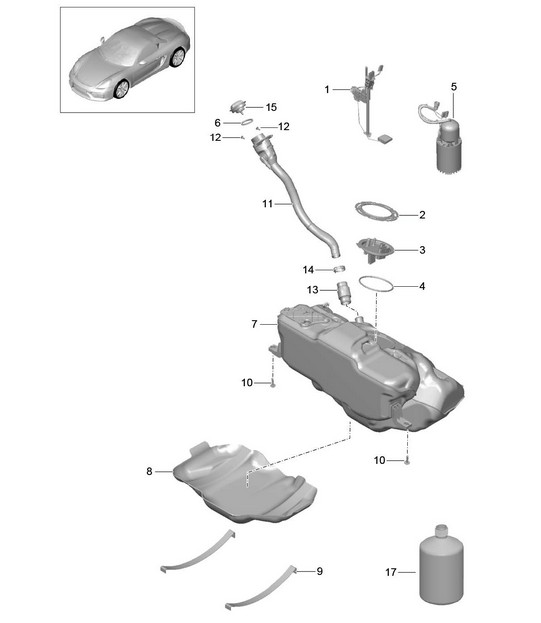 Fuel tank 981.SP Boxster Spyder 2016