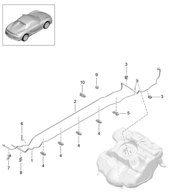 Diagram 201-005 Porsche 991 (911) MK2 2016-2019 Fuel System, Exhaust System