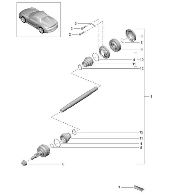 Diagram 501-005 Porsche Macan (95B) MK1 (2014-2018) Rear Axle