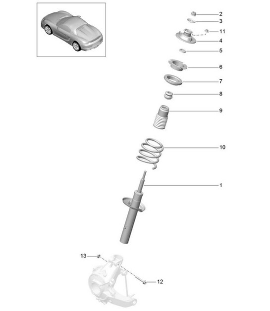 Diagram 502-000 Porsche Boxster 986 2.7L 2003-04 后轴