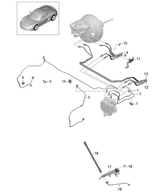 Brake lines / Front end - FRONT  981.SP Boxster Spyder 2016