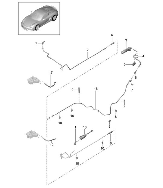 Clutch actuation / Clutch master cylinder / Clutch slave cylinder / Lines 981.SP Boxster Spyder 2016