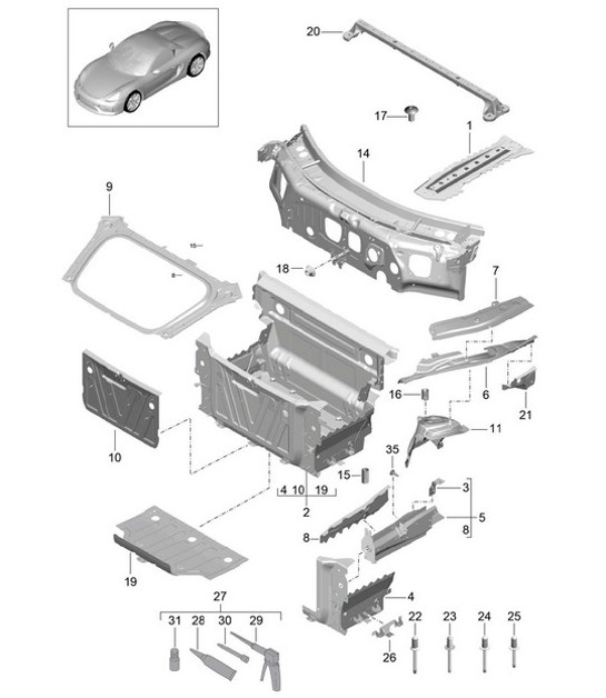 Diagram 801-010 Porsche Panamera 970 MK1 (2009-2013) Body