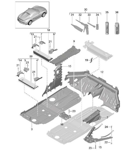 Diagram 801-020 Porsche Boxster 986 2.7L 2003-04 Body