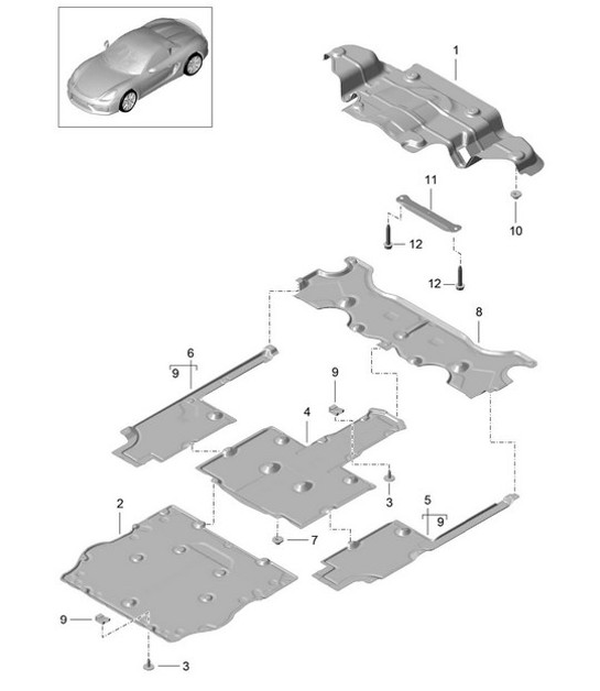 Diagram 801-070 Porsche Cayman GTS 718 2.5L Manual (365 ch) Carrosserie