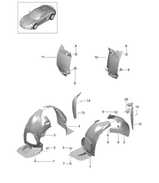 Linings / Wheel housing 981.SP Boxster Spyder 2016