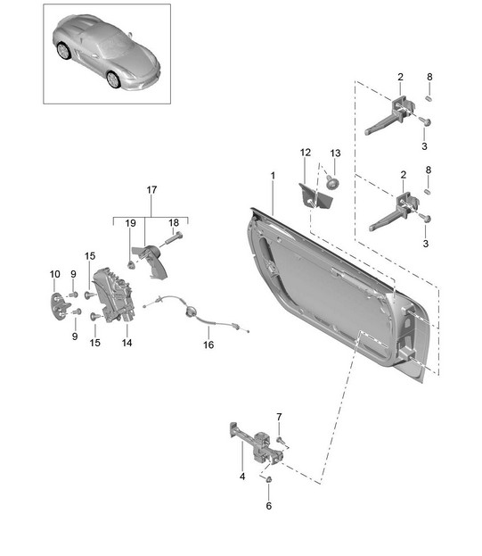 Door shell / Installation parts / Door lock 981.SP Boxster Spyder 2016