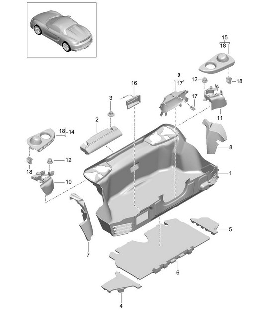 Luggage compartment - REAR - 981.SP Boxster Spyder 2016