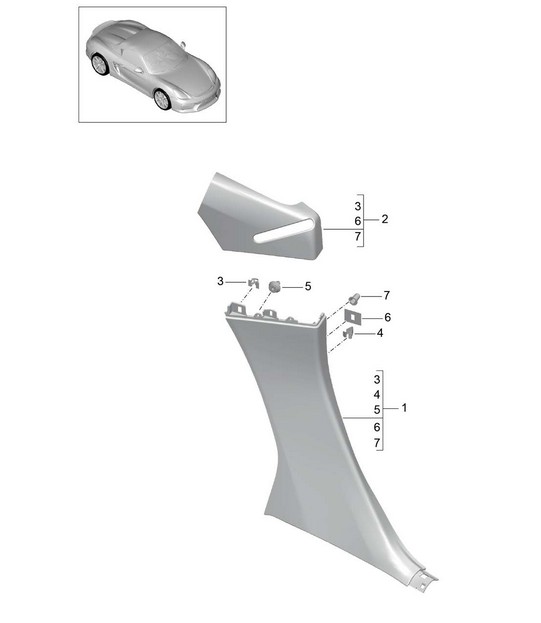 Linings / B-pillar 981.SP Boxster Spyder 2016