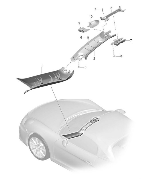 Linings / A-pillar / Cowl panel covering 981.SP Boxster Spyder 2016