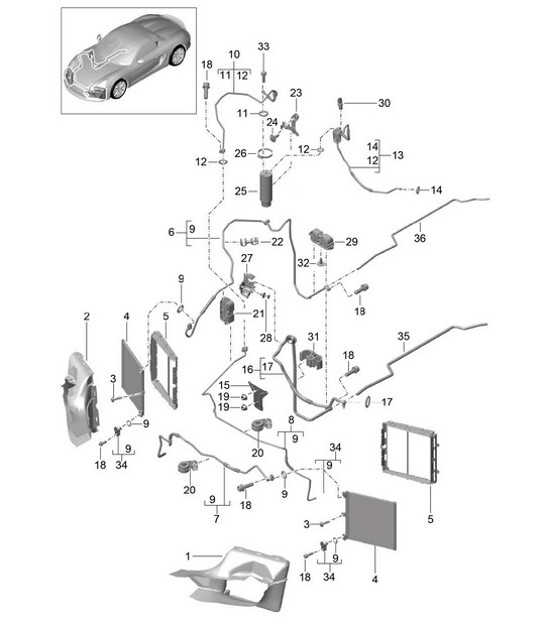 Diagram 813-020 Porsche Cayman GTS 718 2.5L Schaltgetriebe (365 PS) Karosserie