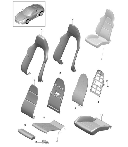 Foam part / Cover / Sports seat Plus 981.SP Boxster Spyder 2016