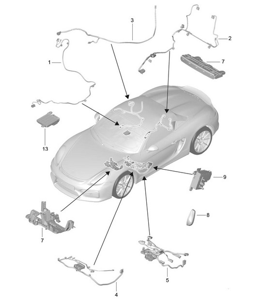 Wiring looms / Switch / Control unit / Electric motor / Sports seat 981.SP Boxster Spyder 2016