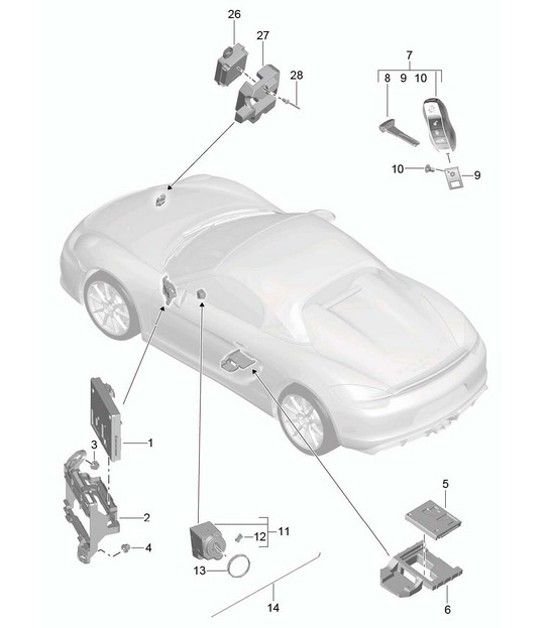 Diagram 901-004 Porsche Cayenne 92A (958) 2010-2017 Electrical equipment