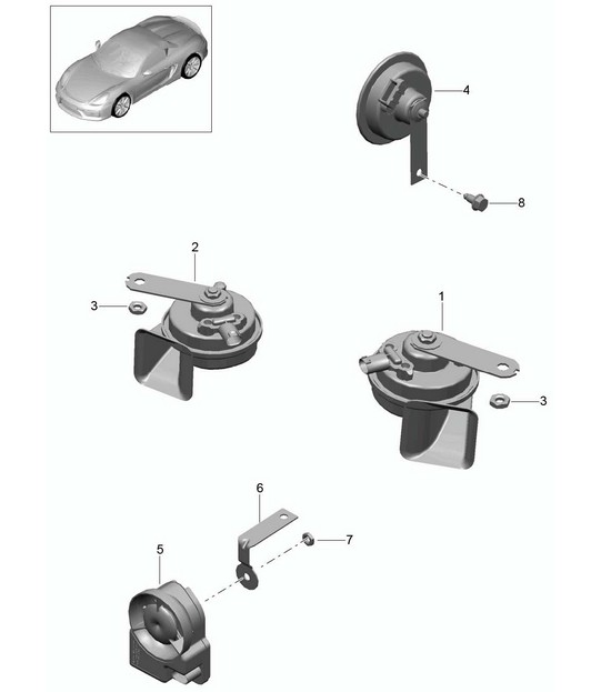 Fanfare / Signal horn / alarm system 981.SP Boxster Spyder 2016