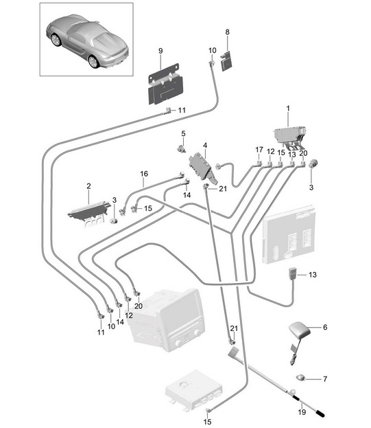 Aerial amplifier / Aerial / Connecting line 981.SP Boxster Spyder 2016