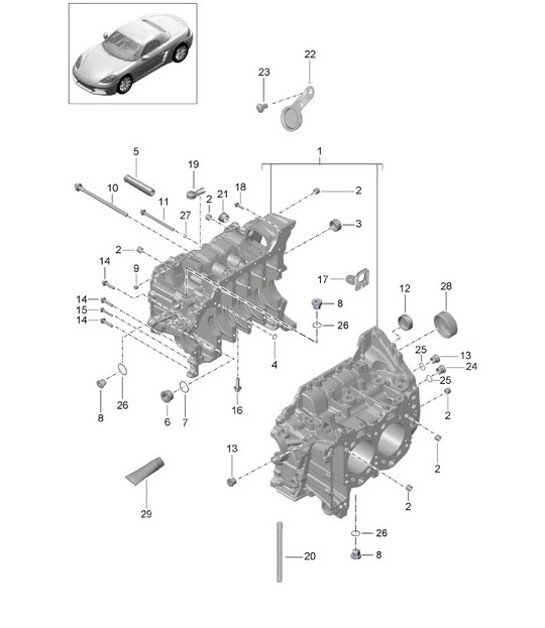 Diagram 101-005 Porsche Boxster 986/987/981 (1997-2016) Moteur