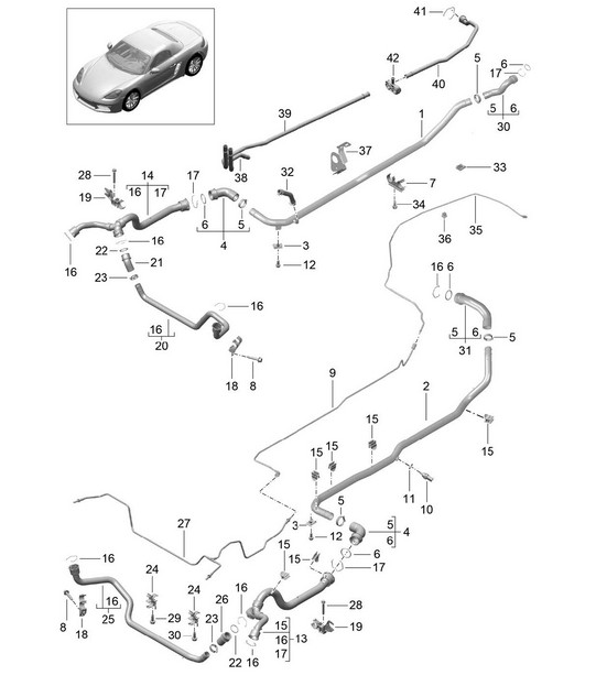 Water cooling / Coolant pipe / Breather line 718 (982) Boxster 2017>>