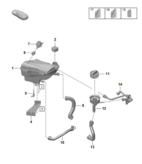 Diagram 105-020 Porsche Boxster 981 2.7L 2012-16 Motore