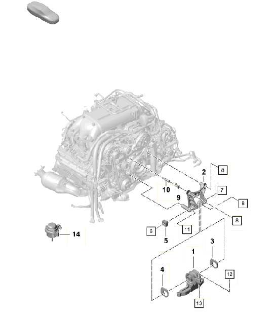 Diagram 109-010 Porsche 997 Carrera 4S 3.8L 2005 年>> 引擎