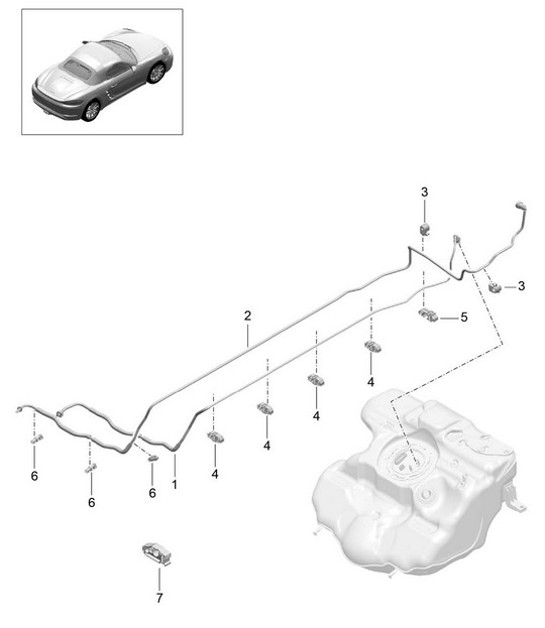 Diagram 201-005 Porsche 997 (911) MK2 2009-2012 Fuel System, Exhaust System