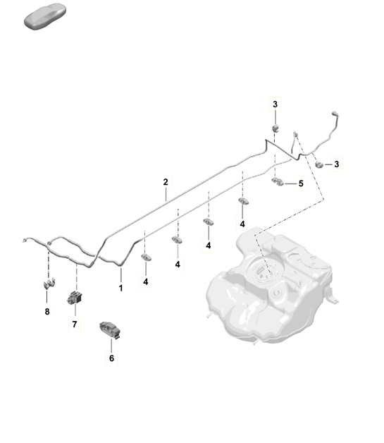 Diagram 201-010 Porsche Macan (95B) MK1 (2014-2018) Fuel System, Exhaust System