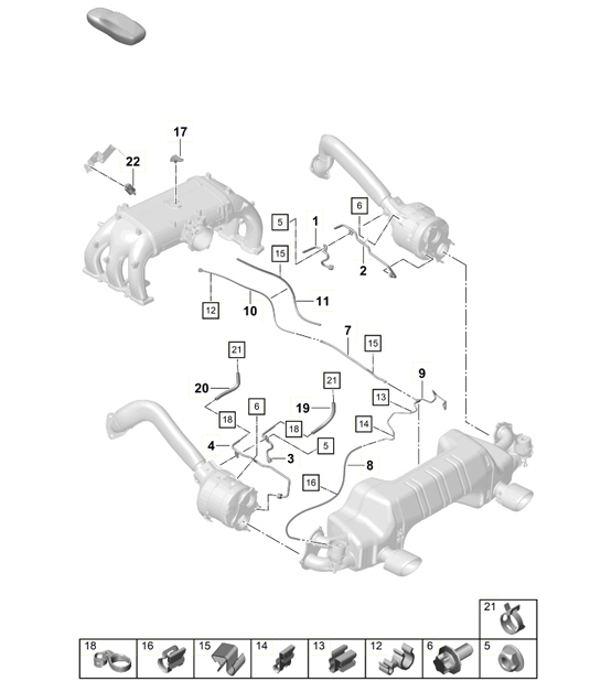 Diagram 202-020 Porsche Macan (95B) MK1 (2014-2018) Fuel System, Exhaust System